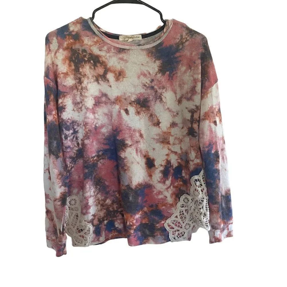 Rewind medium long sleeve lace side blouse multi color
